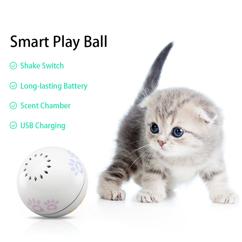 Random Rolling USB Charging Smart Cat Fetching Ball ABS Material 320mAh Capacity